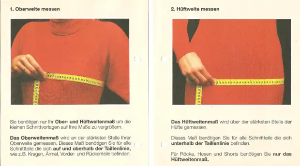 Muster der Kleidung aus Deutschland. Vielleicht hilft dies bei der Definition von Größen- und Baumustern.