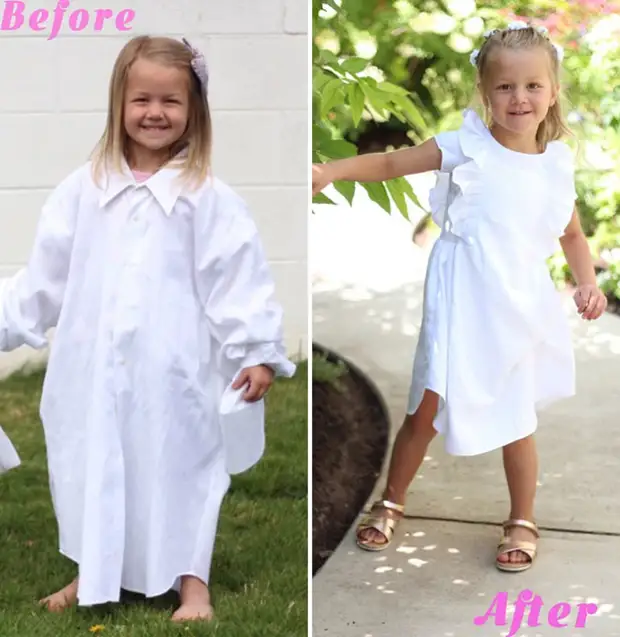Talented Mom stirs old husband's shirts in amazing outfits for their daughters