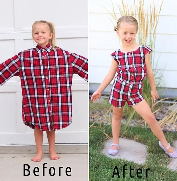Talented Mom stirs old husband's shirts in amazing outfits for their daughters