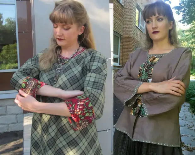 Russian handkerchief is a source of inspiration. Sew poncho, blouse, skirt