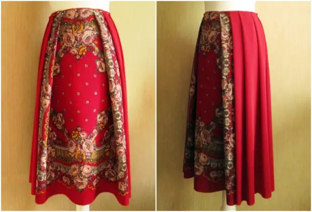 Russische zakdoek is een bron van inspiratie. Naai poncho, blouse, rok