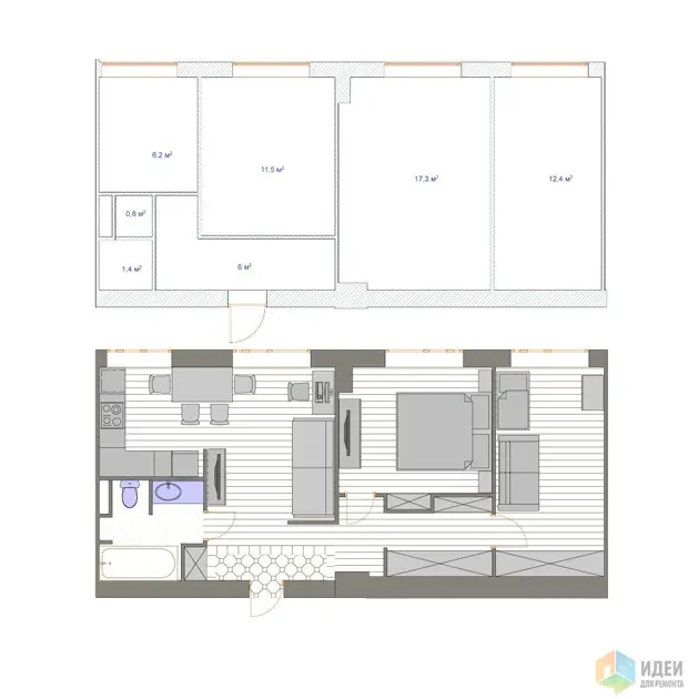 Huis vir Eva. Nie by alle wit kombuis-sitkamer nie