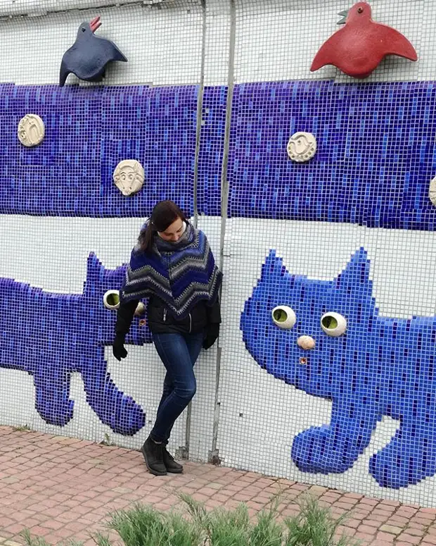แมวสีฟ้า, ผ้าคลุมไหล่สีฟ้า