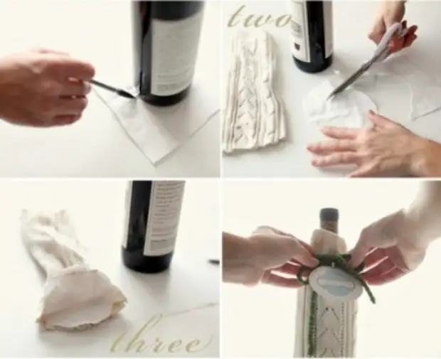 Hur man gör en väska för vin från en gammal tröja: Steg-för-steg-instruktion.
