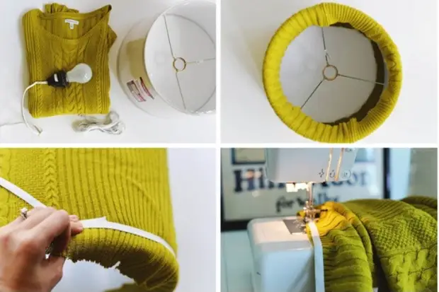 Como facer unha lámpada dun antigo suéter: instrución paso a paso.