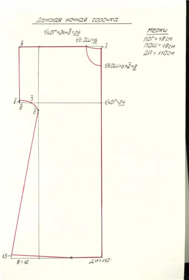 Выкройка сорочки 48 размер