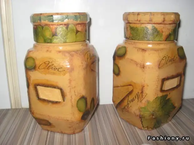 Cans de almacenamento de Decoupage