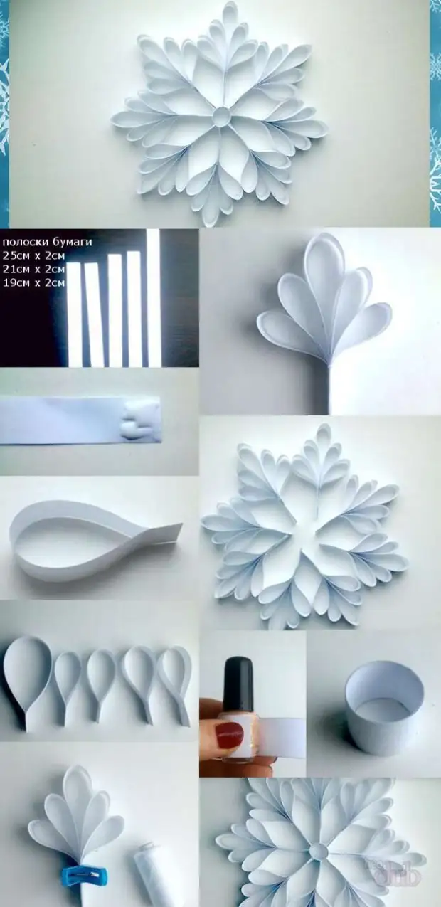 Volumetric snowflakes of paper with their own hands: Step-by-step instructions