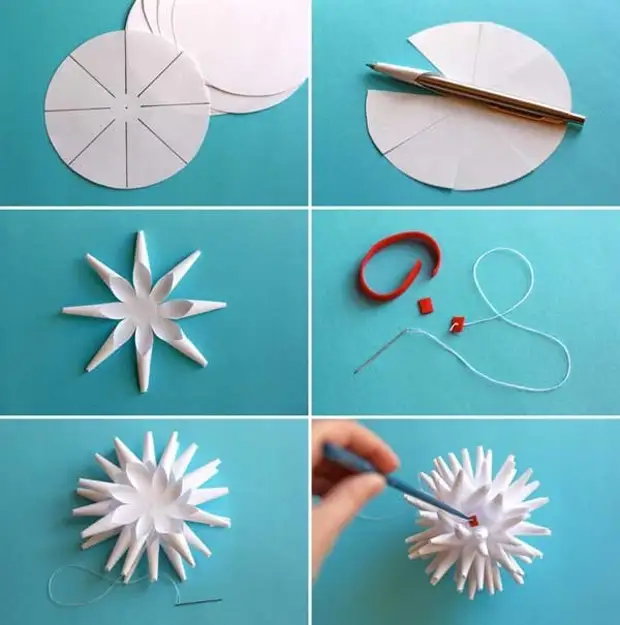 Flocos de papelão volumétricos de papel com suas próprias mãos: instruções passo a passo