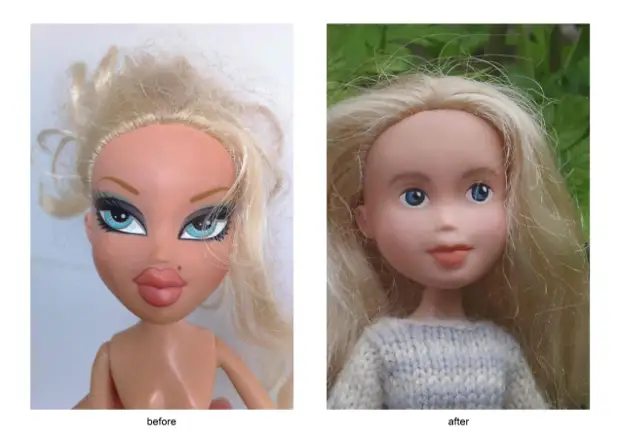 Beppe besocht make-up te wiskjen mei syn pakesizzer Dolls en per ongeluk in skriklike monster makke