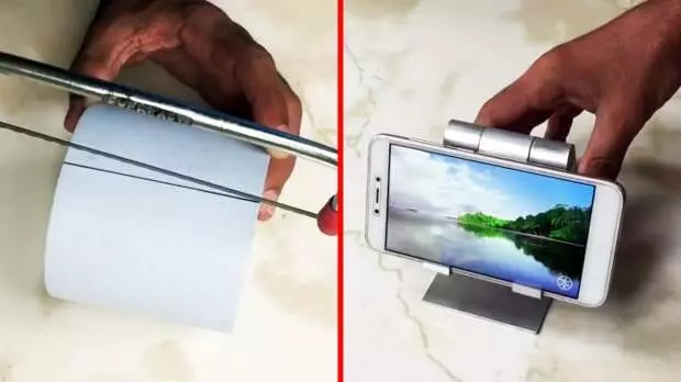 How from PVC pipes to make an adjustable stand under the phone