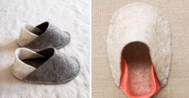 We sew Simple homemade slippers from felt