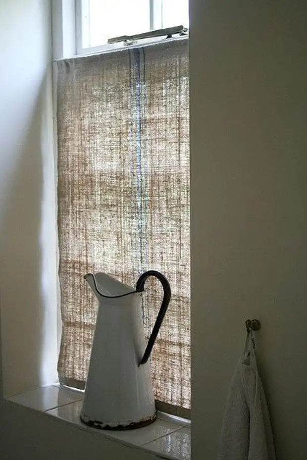 Burlap Curtains: Mma, ịdị mfe na nkasi obi na foto 35