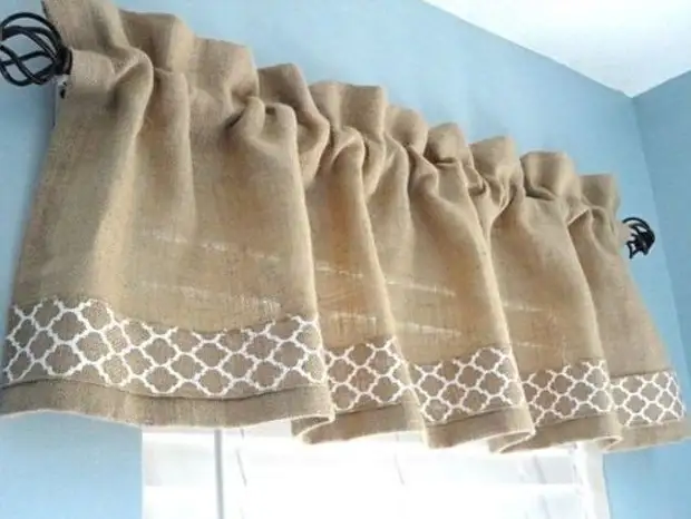 Burlap Curtains: Mma, ịdị mfe na nkasi obi na foto 35