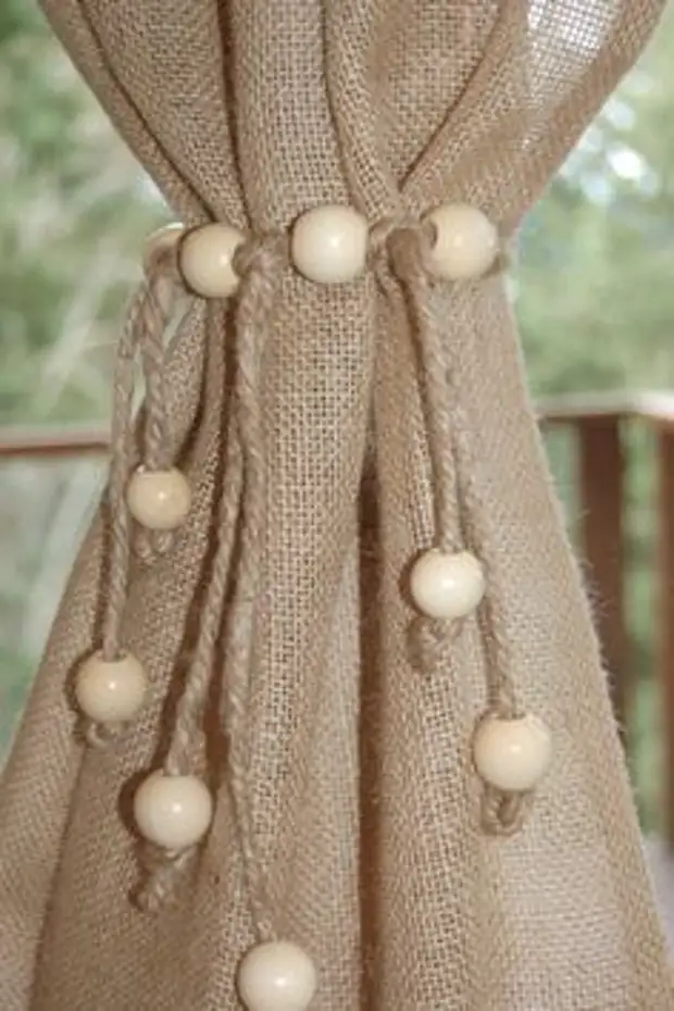 Burlap Curtains: Mma, ịdị mfe na nkasi obi na foto 35