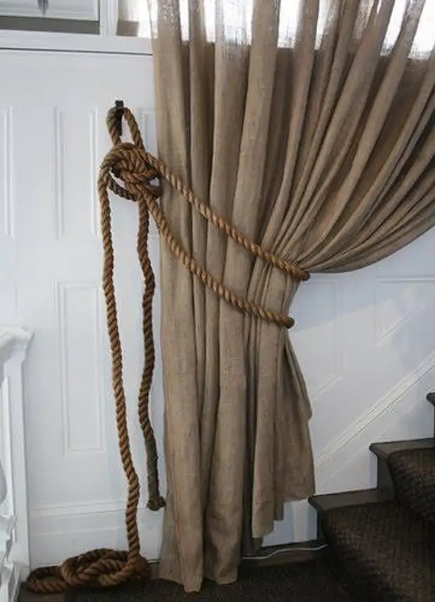 Burlap Curtains: Mma, ịdị mfe na nkasi obi na foto 35