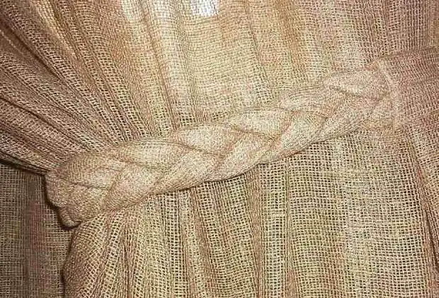 Burlap Curtains: Mma, ịdị mfe na nkasi obi na foto 35