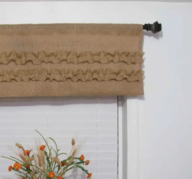 Burlap Curtains: Mma, ịdị mfe na nkasi obi na foto 35