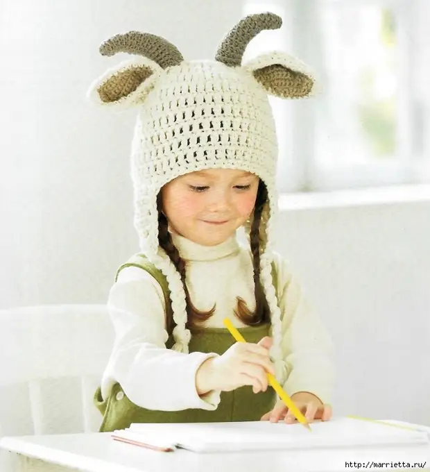 Baby hats with horns and ears. Crochet