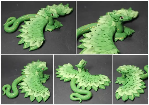 Unwaith eto, y Ddraig Nesenework Heb broses, Dragon, Handmade, Handmade, Modelu, Clai Polymer, Hir