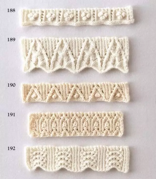 Sammlung schöner Muster für Randdekoration mit Stricknadeln