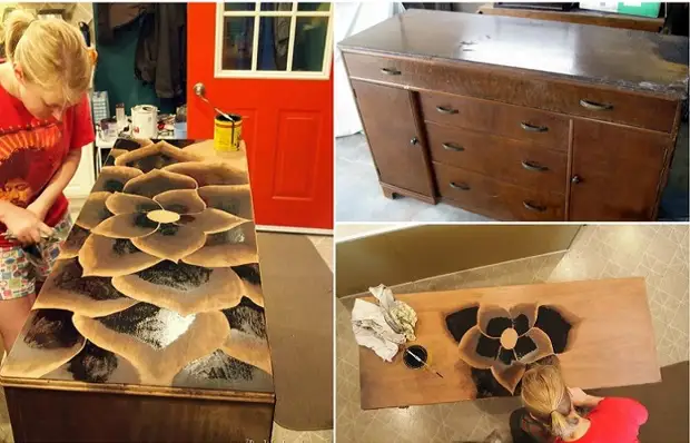 The girl turned an old chest of drawers in a stylish piece of furniture for a decent penny