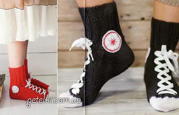 Κάλτσες κάλτσες με βελόνες πλεξίματος. Περιγραφή του πλέξιμο