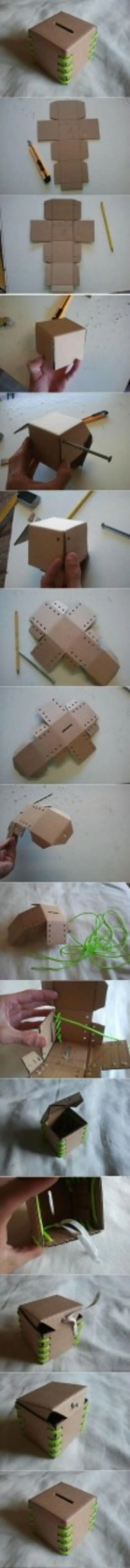 DIY kartono Piggy Bank: