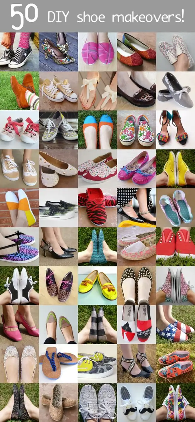 50 DIY Shoe Makeovers! #crafts #diy #shoes: