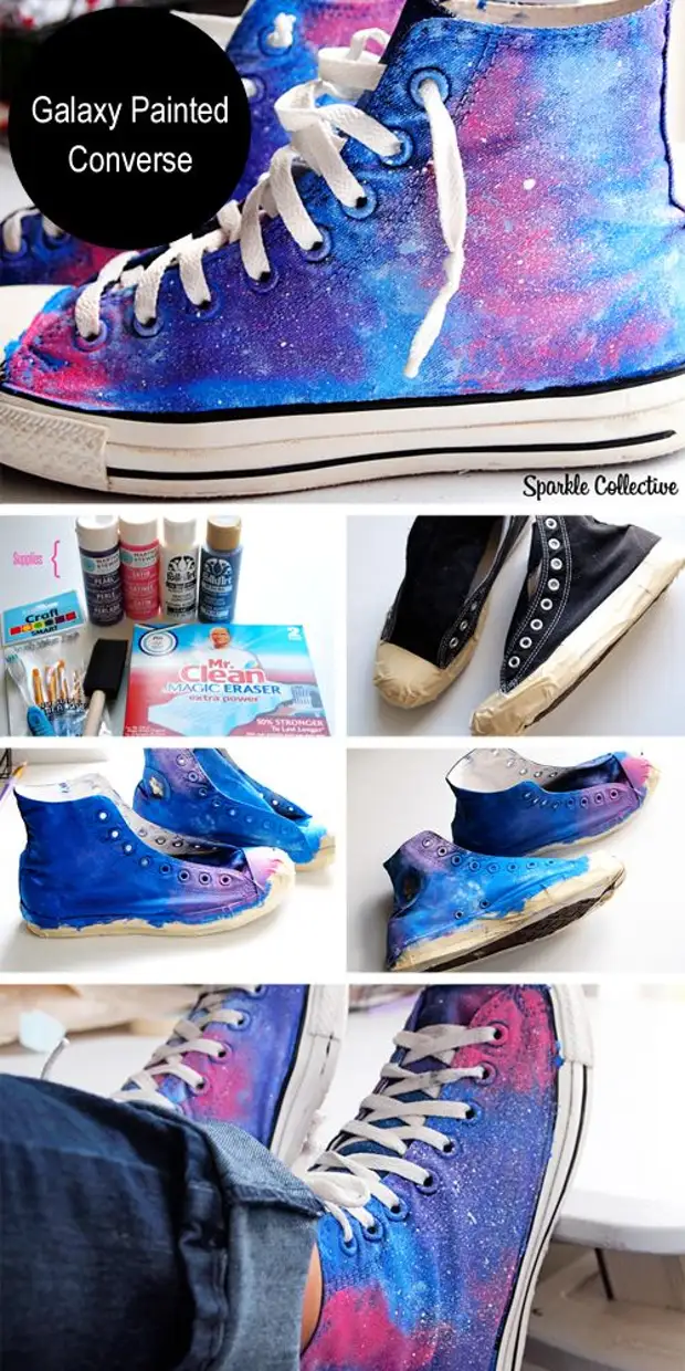 Galaxy dažytos atvirkštinės http://www.sparklecollective.com/galaxy-painted-converster/ #diy: