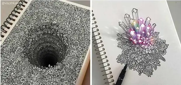 Artista de Camboya con sus bocetos llevó un tipo de creatividad a un nuevo nivel.