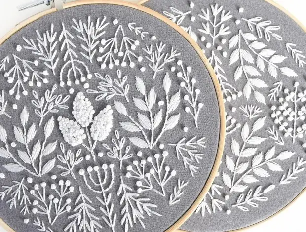 Botanical ornamental embroidery, katulad ng engraving: needual instagram week