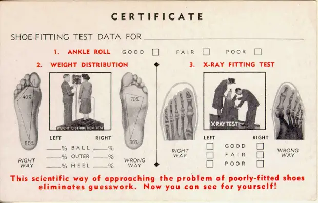 Por que na primeira metade do século XX, durante os zapatos de montaxe, as pernas foron gritadas con raios X