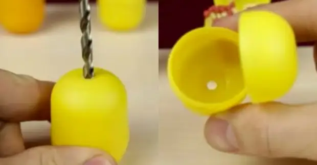 Crafts from "Kinder Surprise" - you just need to drill a hole in plastic