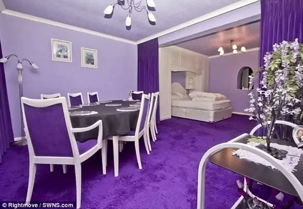 Purple სახლი, ინგლისში, დიზაინი, შიგნით, in purple ტონა