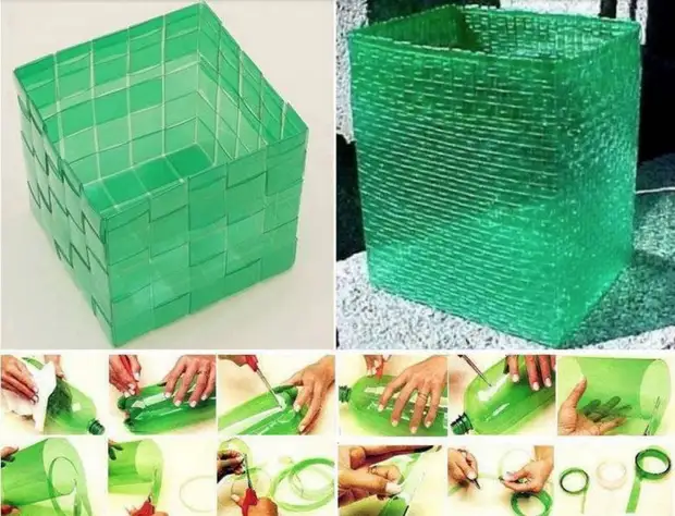 Imaxes para botellas de plástico recicladas de bricolaxe