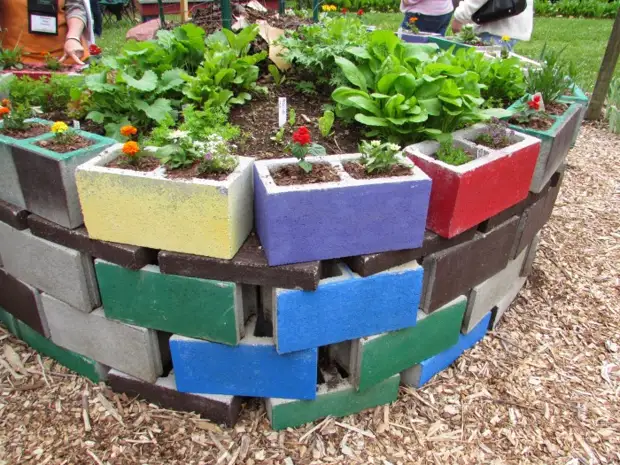 Slagoblocks are perfect for growing small plants and colors in them.