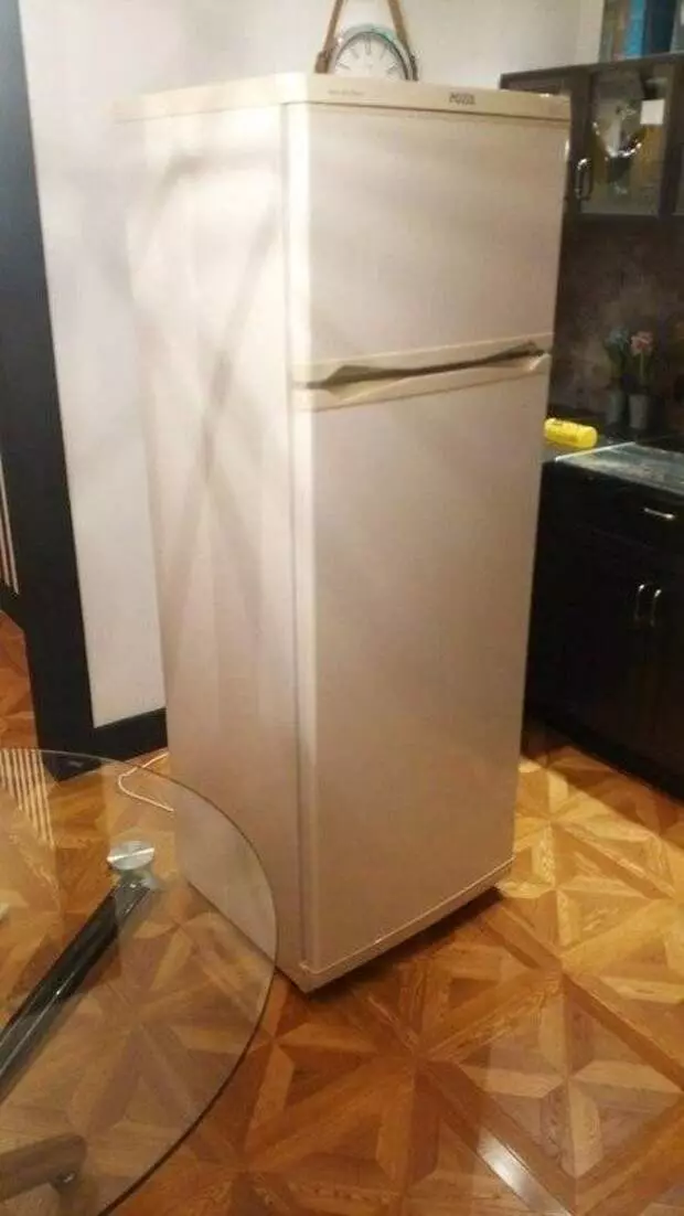 The old refrigerator "did not fit" in the kitchen design. That's what this owner did ...