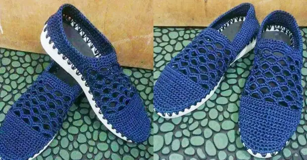 Knit summer shoes with hook: Easpadarls