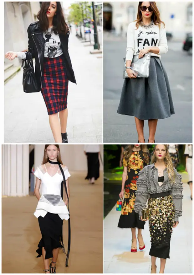 Elegant midi skirts.