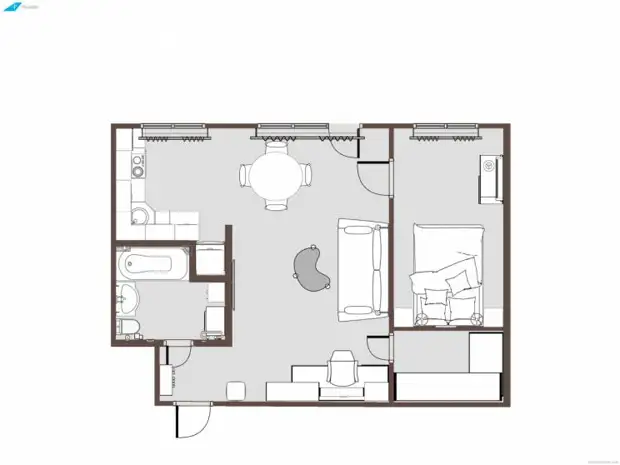 Totale reparaasje yn Khrushchev 42 Sq.m.