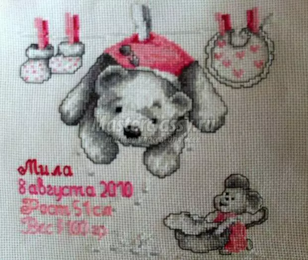 Cross stitch - mga sukatan alang sa mga bata