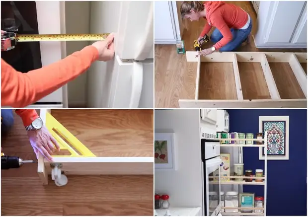 How to use a narrow span between a refrigerator and a wardrobe: master class from needlewoman