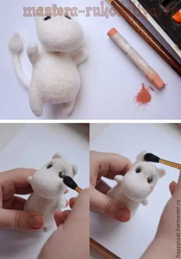 Master class on dry felting: cute mumi-troll