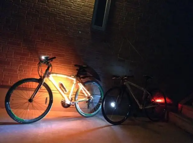 Simple illumination-lantern on a bike for evening walks