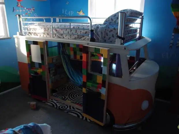 Homemade bunk children's bed in the form of a van Volkswagen Type 2 (26 photos)