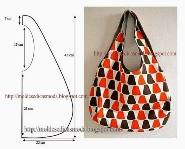 Tumahi kami ng mga handbag. Mga pattern.