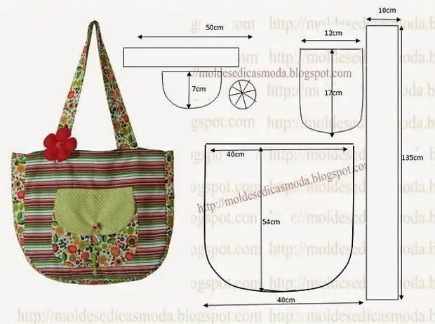 Tumahi kami ng mga handbag. Mga pattern.