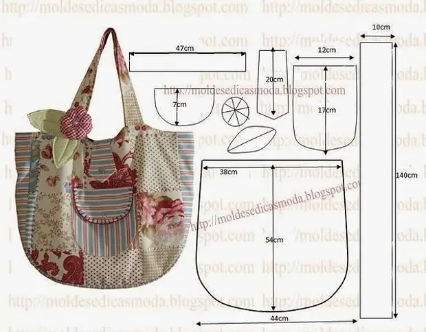 Tumahi kami ng mga handbag. Mga pattern.