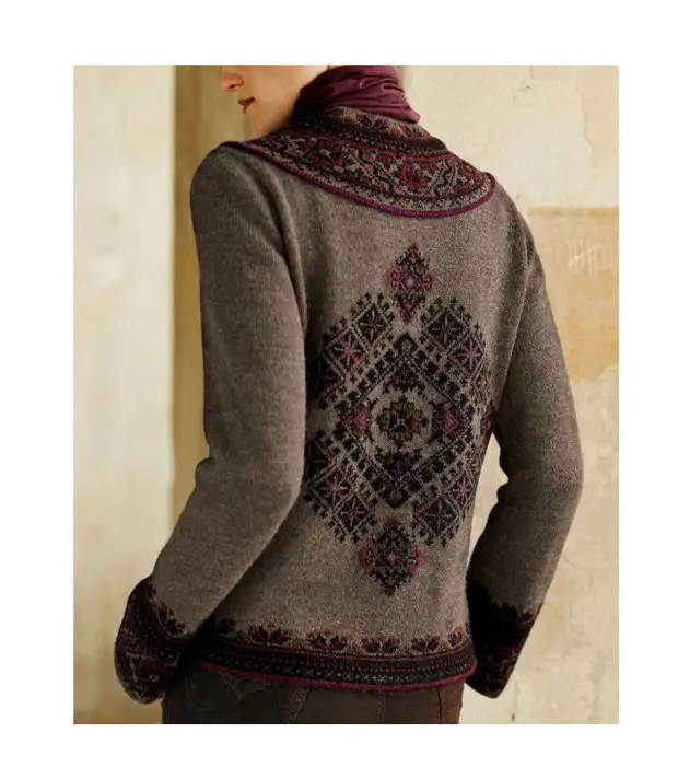 Circular coquette with jacquard ornament - charming element of knitted clothes